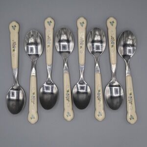 Pfaltzgraff Vintage Floral Stainless Steel Spoon Bundle Retro Cottagecore Granny
